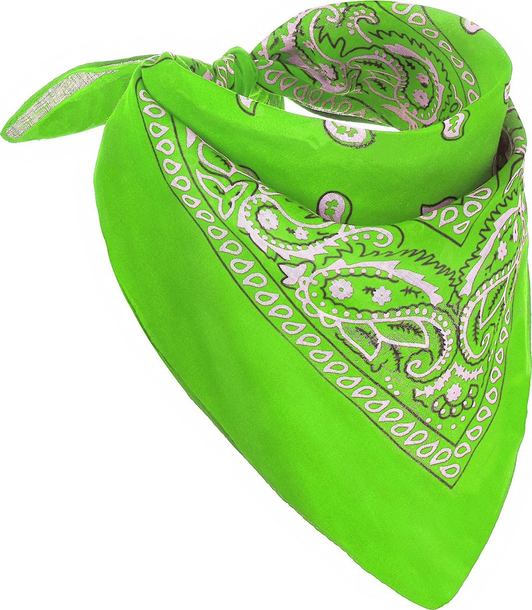 PARTYPRO - Fluo groene bandana voor volwassenen - Accessoires > Haar accessoire